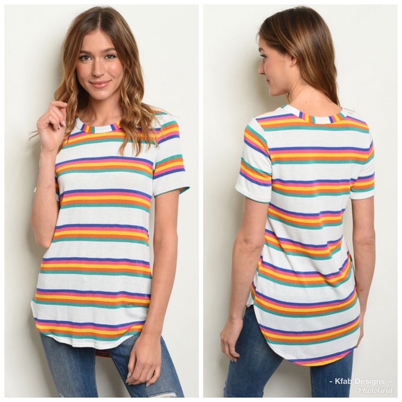 ❤️LAST 1! Multi Stripe Round Neck Tunic Top! - Picture 5 of 6